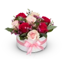 Box of pink roses